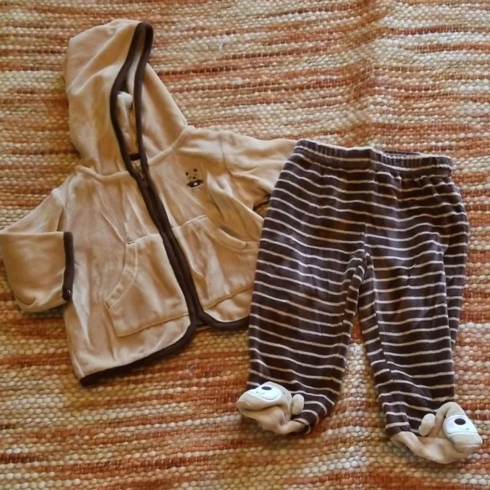 Carters‎ velour puppy pants jacket bundle set 0 3